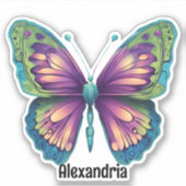 Kleurrijke Vlinder Monogram Waterdicht Sticker (Voorkant)