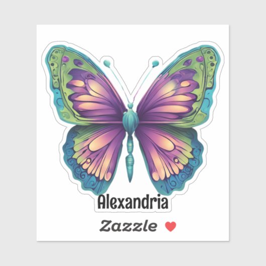 Kleurrijke Vlinder Monogram Waterdicht Sticker (Vel)