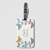 Kleurrijke Vlinder naam op maat Bagagelabel (Voorkant (verticaal))