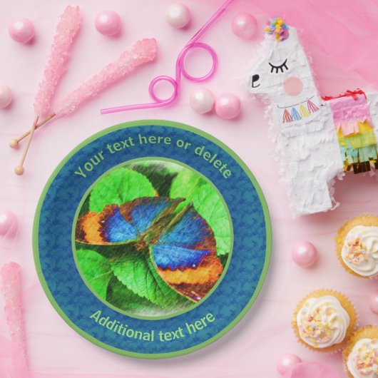 Kleurrijke Vlinder Natuur Kunst Gepersonaliseerde  Papieren Bordje (Feest)