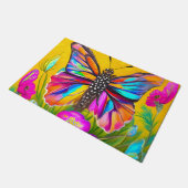 Kleurrijke vlinder op gele achtergrond deurmat (Schuin)