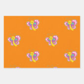 Kleurrijke vlinder op sinaasappel inpakpapier vel (Voorkant 2)