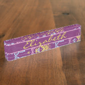 Kleurrijke vlinder Personaliseert patroon Naambordje (Zijkant)