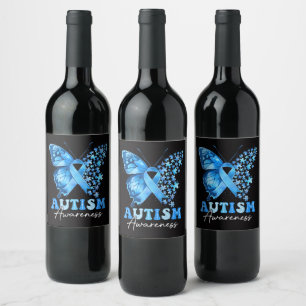 Kleurrijke Vlinder Puzzel Wijn Etiket