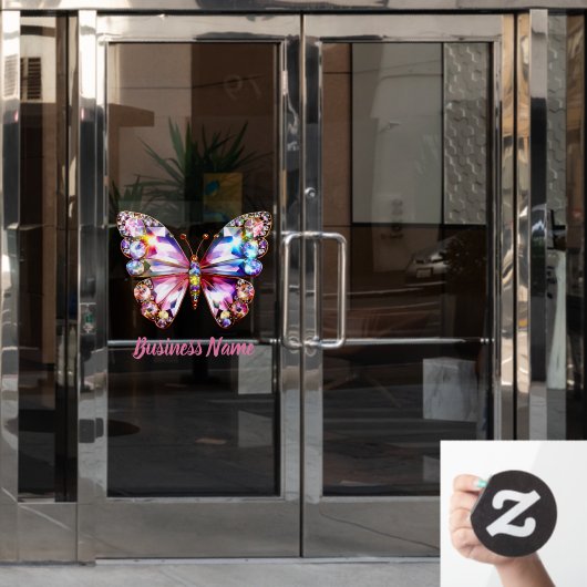 kleurrijke vlinder raamsticker (Kantoordeur)