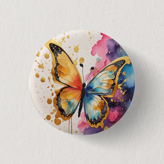 Kleurrijke Vlinder Ronde Button 3,2 Cm (Voorkant)