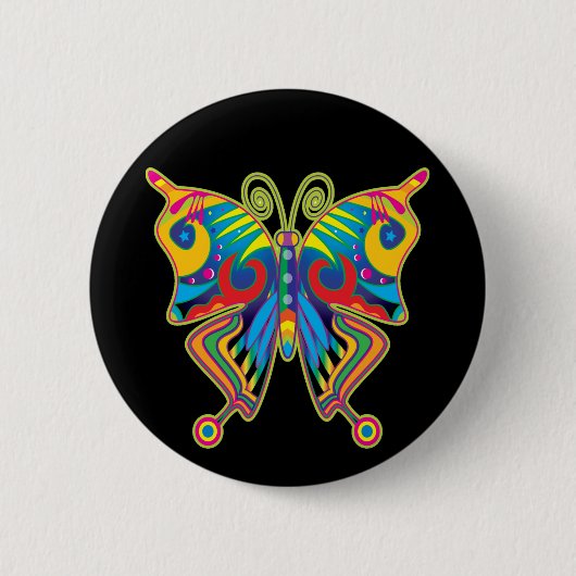 Kleurrijke vlinder ronde button 5,7 cm (Voorkant)