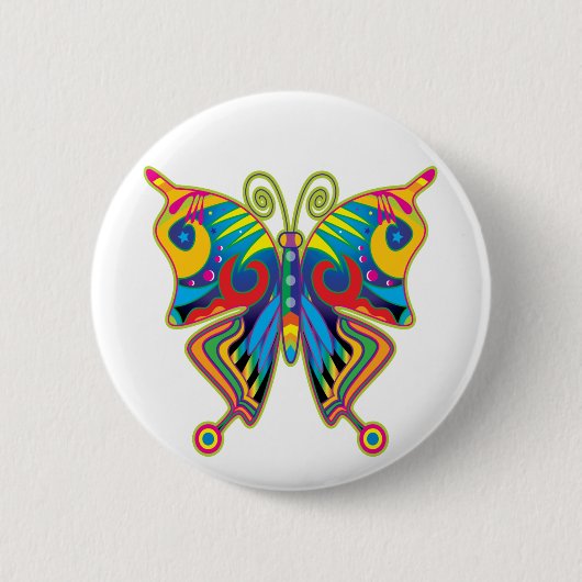 Kleurrijke vlinder ronde button 5,7 cm (Voorkant)