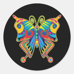 Kleurrijke vlinder ronde sticker