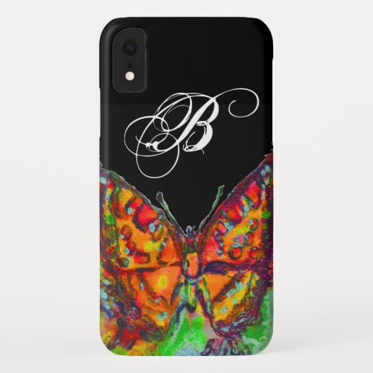 KLEURRIJKE VLINDER ROOD GOUD GEEL MONOGRAM Zwart Case-Mate iPhone Case (Achterkant)