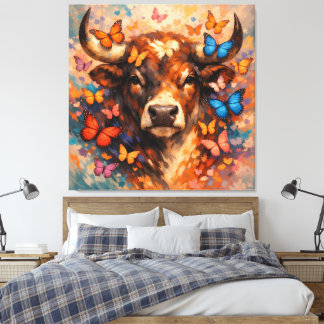 Kleurrijke Vlinder Stier | Levendige Wilde Dieren Canvas Afdruk