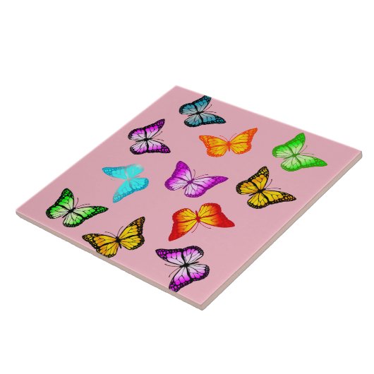 Kleurrijke vlinder tegeltje (Zijkant)