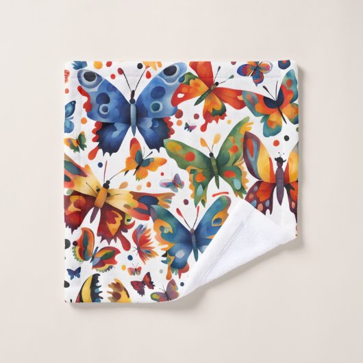 Kleurrijke Vlinder tekening Bad Handdoek (Wasdoekje)