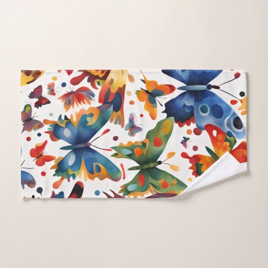 Kleurrijke Vlinder tekening Bad Handdoek (Handdoek)