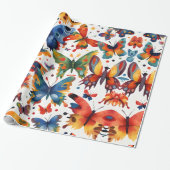 Kleurrijke Vlinder tekening Cadeaupapier (Uitgerold)