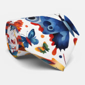 Kleurrijke Vlinder tekening Stropdas (Opgerold)