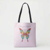 Kleurrijke Vlinder Tote Tas (Voorkant)