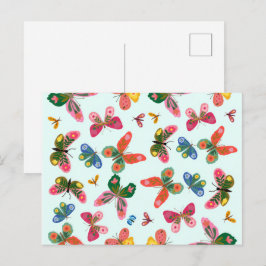 Kleurrijke Vlinder Tuin Ansichtkaart Briefkaart