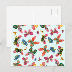 Kleurrijke Vlinder Tuin Ansichtkaart Briefkaart