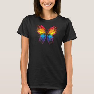 Kleurrijke Vlinder Verf Grafisch T-shirt