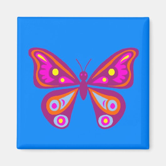 Kleurrijke Vlinder Vierkante Magneet (Voorkant)