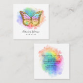 kleurrijke vlinder vierkante visitekaartje (Voorkant / Achterkant)