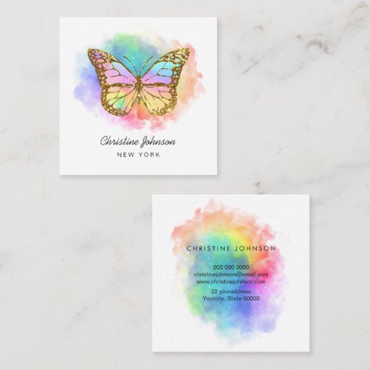 kleurrijke vlinder vierkante visitekaartje (Voorkant / Achterkant)