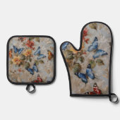 Kleurrijke vlinder Waterverf Ovenwant & Pannenlap Set (Voorkant)