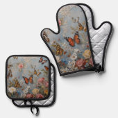 Kleurrijke vlinder Waterverf Ovenwant & Pannenlap Set (Voorkant / Achterkant)