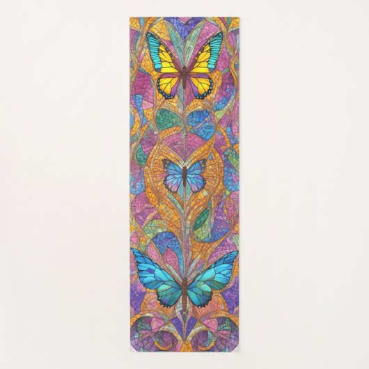 Kleurrijke Vlinder Yoga Mat - Mooi Mozaïek (Voorkant)
