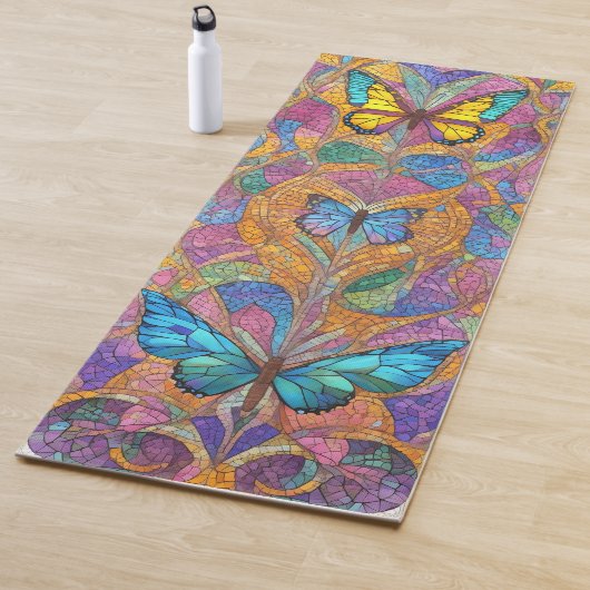 Kleurrijke Vlinder Yoga Mat - Mooi Mozaïek (In situ)