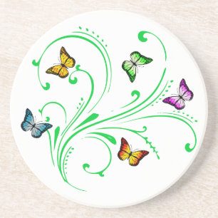 Kleurrijke vlinder zandsteen onderzetter