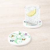 Kleurrijke vlinder zandsteen onderzetter (Zijkant)