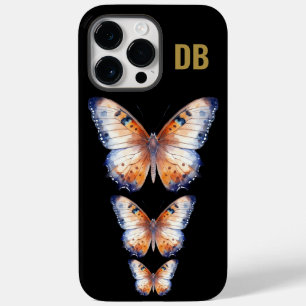 Kleurrijke Vlinder Zwarte Aangepaste Monogram Case-Mate iPhone 14 Pro Max Hoesje