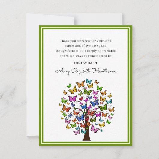 Kleurrijke vlinderboom | Foto Begrafenis Dank u Bedankkaart (Voorkant)