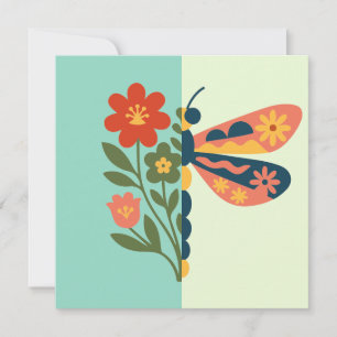 Kleurrijke vlinderdecoratie met bloemmotieven kaart