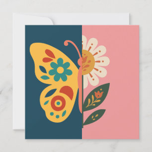 Kleurrijke vlinderdecoratie met bloemmotieven kaart