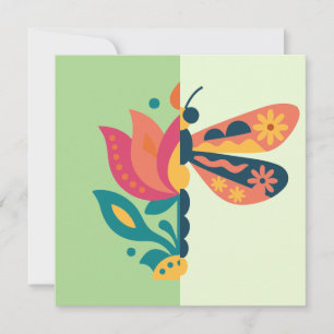Kleurrijke vlinderdecoratie met bloemmotieven kaart
