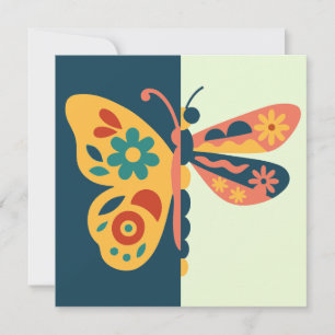 Kleurrijke vlinderdecoratie met bloemmotieven kaart