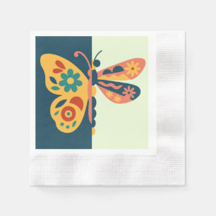Kleurrijke vlinderdecoratie met bloemmotieven servet