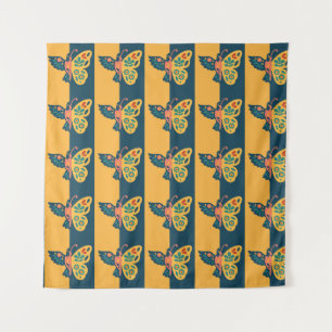 Kleurrijke vlinderdecoratie met bloemmotieven wandkleed