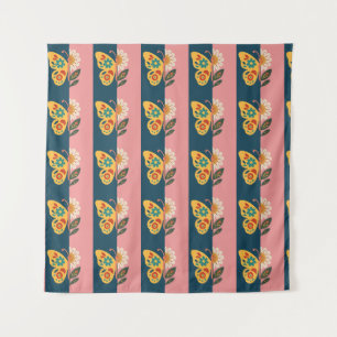 Kleurrijke vlinderdecoratie met bloemmotieven wandkleed