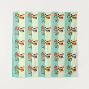 Kleurrijke vlinderdecoratie met bloemmotieven wandkleed