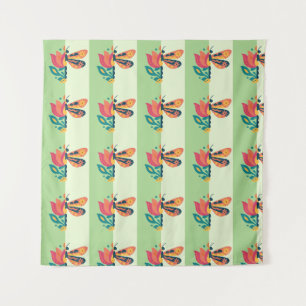 Kleurrijke vlinderdecoratie met bloemmotieven wandkleed
