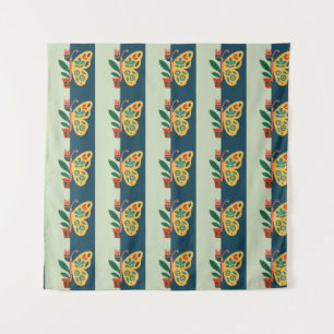 Kleurrijke vlinderdecoratie met bloemmotieven wandkleed