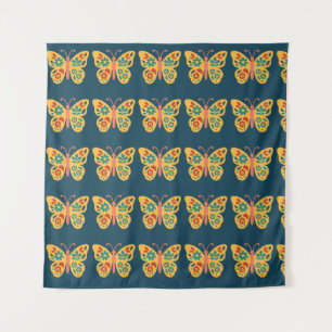 Kleurrijke vlinderdecoratie met bloemmotieven wandkleed
