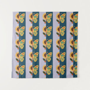 Kleurrijke vlinderdecoratie met bloemmotieven wandkleed