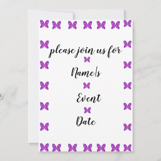 kleurrijke vlinderfeest ELKE EVENT Uitnodiging (Voorkant)