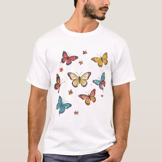 Kleurrijke vlinderflutter - Waterverf vlinder T-shirt (Voorkant)