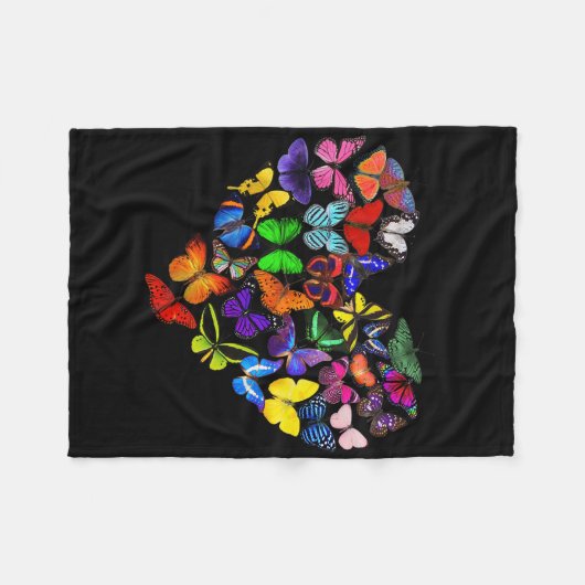 Kleurrijke vlinderhart vlinders houden van Valenti Fleece Deken (Voorkant (Horizontaal))